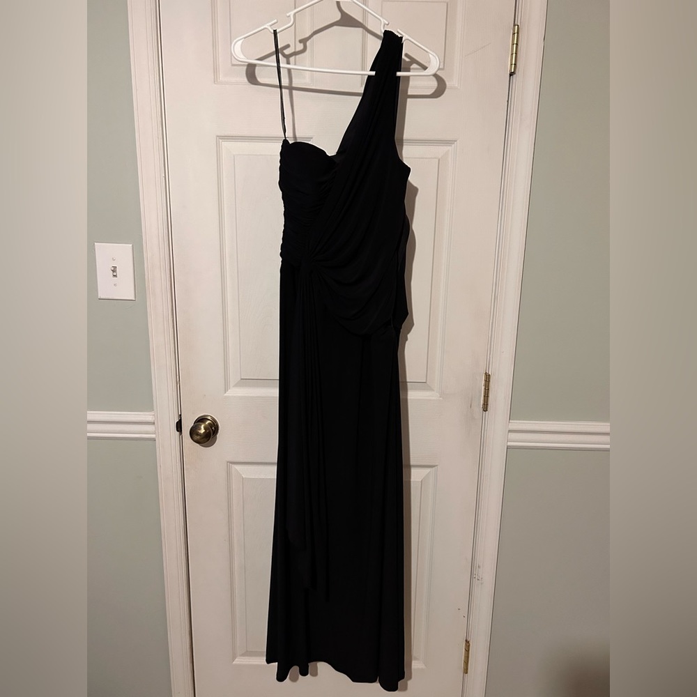 NWT Blu Sage formal black dress one shoulder